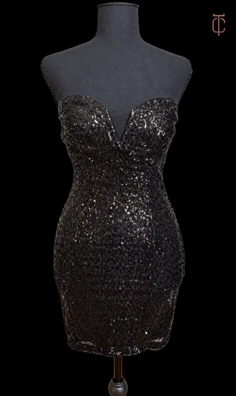 Women Ottmill Jabez Black Sleeveless Sequins Mini Cocktail Dress Size XXS